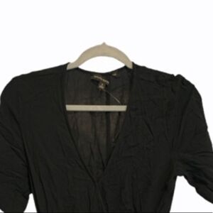 BANANA REPUBLIC Black Buckle Detail Asymmetric Wrap Dress NEW $89